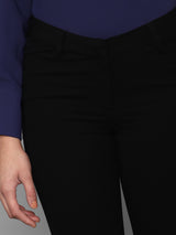 Women's Black Casual Tapered Fit Solid Trouser