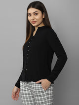 Women's Black Work Full Sleeves Tops