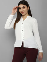 Women's White Work Full Sleeves Tops