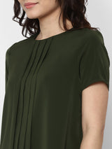 Women's Olive Casual Half Sleeves Tops