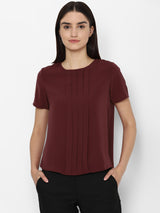 Women's Red Casual Half Sleeves Tops
