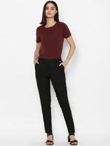 Women's Red Casual Half Sleeves Tops