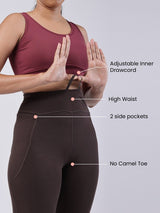Women's Brown Solid Sports High Rise Trouser