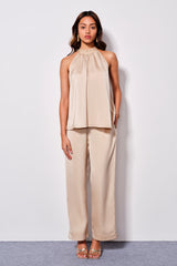 Women's Gold Daily Regular Fit Solid Sleeveless Co-ords Set