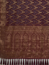 Women's Georgette Purple Woven Design Designer Saree with Blouse Piece