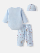 Boys & Girls Blue Casual Top & Bottom with Cap - Pack of 3