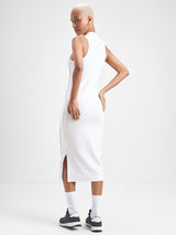 Women's White Sports Solid Regular Fit Sleeveless Dress
