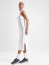 Women's White Sports Solid Regular Fit Sleeveless Dress