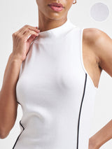 Women's White Sports Solid Regular Fit Sleeveless Dress