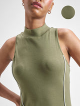 Women's Green Sports Solid Regular Fit Sleeveless Dress