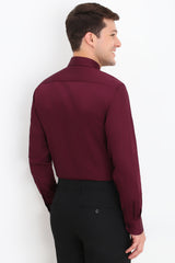 Men's Maroon Formal Full Sleeves Solid Shirt