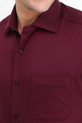 Men's Maroon Formal Full Sleeves Solid Shirt
