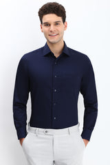 Men's Navy Formal Full Sleeves Solid Shirt