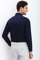 Men's Navy Formal Full Sleeves Solid Shirt
