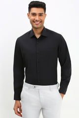 Men's Black Formal Full Sleeves Solid Shirt