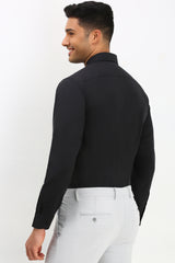 Men's Black Formal Full Sleeves Solid Shirt