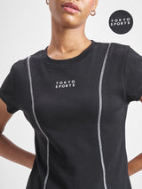 Women's Black Casual Printed Regular Fit Half Sleeves Top