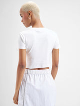Women's White Casual Printed Regular Fit Half Sleeves Tshirt