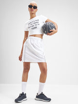 Women's White Casual Printed Regular Fit Half Sleeves Tshirt