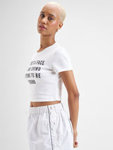 Women's White Casual Printed Regular Fit Half Sleeves Tshirt