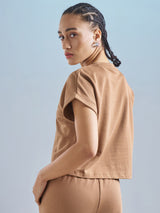 Women's Brown Casual Printed Regular Fit Half Sleeves Tshirt