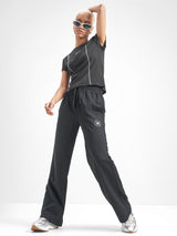 Women's Black Casual Solid Regular Fit Trackpant