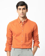 Men's Orange Formal Regular Fit Solid Full Sleeves Shirt