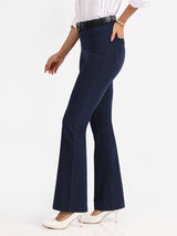 Women's Blue Solid Sports High Rise Pant