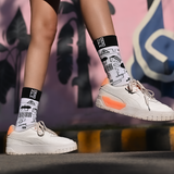 Unisex Black and White Crew Lengh Infinity Socks
