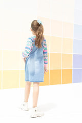 Girls Blue Casual Regular Solid Sleeveless Dungaree