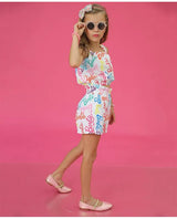 Girls Pink Casual Regular Printed Top and Shorts Set