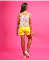 Girls Yellow Casual Regular Top and Shorts Set