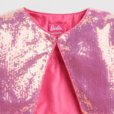 Girls Pink Party Full Sleeves Cropped Shrug