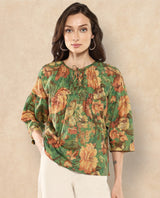 Women's Green Three Quarter Sleeves Top