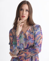 Women's Blue Casual Full Sleeves Dress