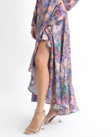 Women's Blue Casual Full Sleeves Dress