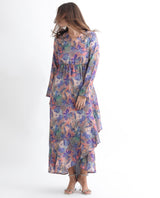 Women's Blue Casual Full Sleeves Dress