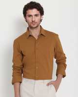 Men's Brown Formal Regular Fit Solid Full Sleeves Shirt