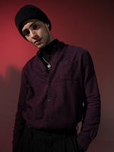 Men's Maroon Casual Slim Fit Solid Full Sleeves Shirt