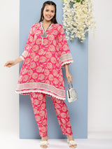 Women's Couture Floral Printed Regular Kurta with Trouser