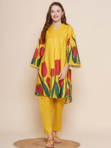 Women's Couture Yellow & Green Printed Kurta Set
