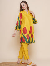 Women's Couture Yellow & Green Printed Kurta Set