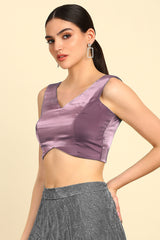 Women's Purple V-Neck Princess Line Tissue Padded Blouse
