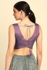 Women's Purple V-Neck Princess Line Tissue Padded Blouse