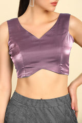 Women's Purple V-Neck Princess Line Tissue Padded Blouse