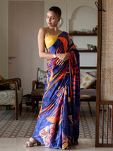 Women's Blue Modal Viscose Saree