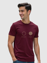 Men's Maroon Half Sleeves Graphic Printed Cotton Tshirt