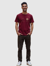 Men's Maroon Half Sleeves Graphic Printed Cotton Tshirt