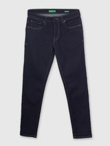 Mens Blue Casual Tapered Fit Jeans