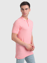 Mens Pink Casual Slim Fit Solid Half Sleeves Tshirt